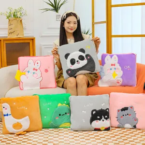 Polufleksibly Cartoon Zwo Plush Pillow Kai Air Conditioning Blanket Two-In-One Foldable Nap Pillow Flannel Travel Blanket