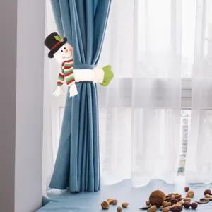 Christmas snowman curtain buckle plush cute holiday window decoration tieback for home