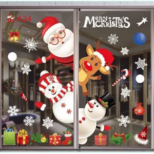 Christmas window stickers removable static snowflake decals holiday party showcase decor