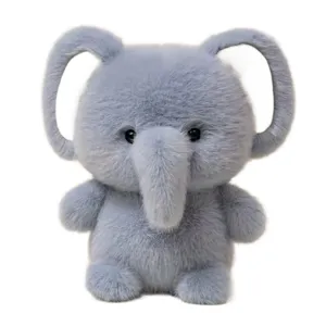 Cute grey elephant plush toy desktop companion soft stuffed animal doll birthday gift wholesale