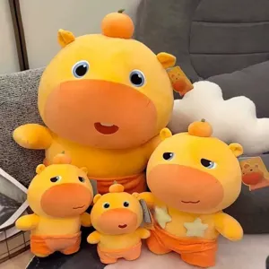 Süßes Kapibara Plüschtier Set weiche Kuscheltiere Puppe mit Orangenanhänger Geschenk für Mädchen