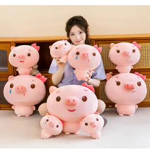 Cute pink pig plush toy soft stuffed animal doll adorable gift for girls and kids home decor