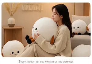 Lindo peluche redondo blanco muñeca cojín suave para decoración acogedora del hogar regalo