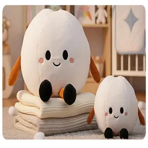 Lindo juguete de pelota de felpa blanca con cara y extremidades, muñeca suave para niños.