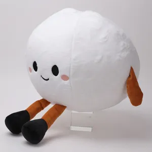 Lindo juguete de peluche de bola deportiva muñeca redonda blanca suave con cara sonriente tierna