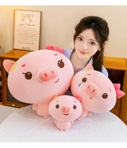 Cute pink pig plush toy set, soft standing doll stuffed animals for girls birthday gifts.
