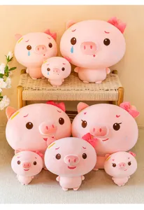 Cute pink pig plush toys set, soft stuffed doll for girls birthday gift and room decor.