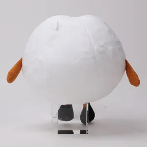 Lindo peluche redondo y blanco con brazos marrones y pies negros, muñeco suave.