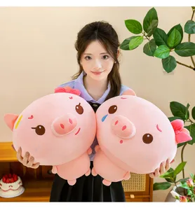 Cute pink pig plush toy cute stuffed doll soft companion gift for girls birthday present