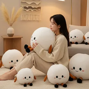Lindo peluche redondo con cara adorable, cojín de peluche suave para niños y decoración del hogar