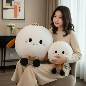 Lindo peluche redondo muñeca, suave cojín de bola relleno con cara bonita y extremidades.