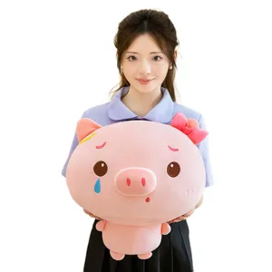 Cute pink pig plush toy stuffed doll adorable crying expression soft gift for girls