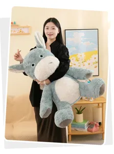 Joli jouet en peluche anesse bleue grande poupee animal farci oreiller doux cadeau danniversaire