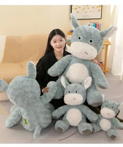 Joli ensemble de peluche âne gris, poupée animal en peluche douce cadeau d'anniversaire