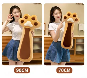 Cute cat paw plush pillow, soft stuffed animal doll for girls bed, large size 70cm 90cm.