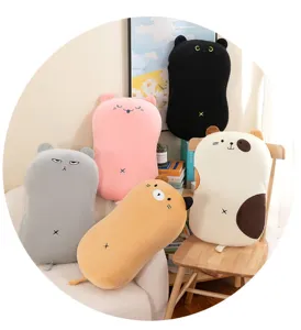 Cute cartoon cat animal plush pillow soft slow rebound long toy for office nap and home decor