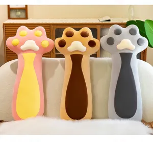 Cat paw plush pillow detail showing soft fabric and cute design, perfect for home decor and cozy bed.
