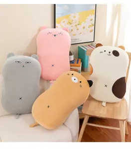 Cute cartoon cat plush pillow set, soft long body hug toy for sofa bedroom decoration.