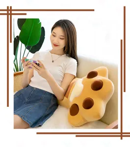 Large cute cat paw plush pillow soft stuffed animal toy cute bed cushion for girls decoration