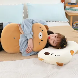 Cute cartoon cat long plush body pillow for cozy sleeping and office nap comfort support.