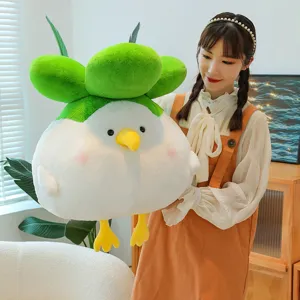 Cute vegetable bird plush toy, funny cabbage chick stuffed doll pillow for girls birthday gift.