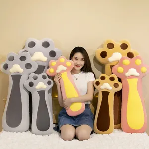 Large cute cat paw plush pillow soft stuffed toy cozy bedroom decor for women and girls