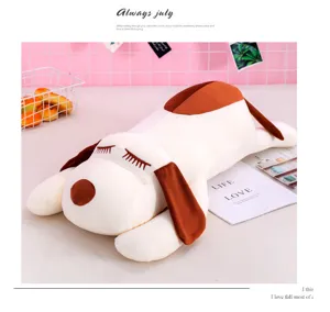Cute sleeping dog plush toy soft stuffed animal pillow for kids and girls bedroom decor