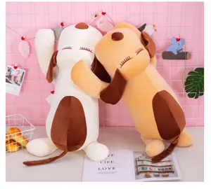 Cute long plush dog sleeping pillow, super soft stuffed animal body toy for girls bed gift.