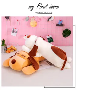 Cute prone dog plush toy pillow, super soft stuffed animal doll for kids and girls sleeping.