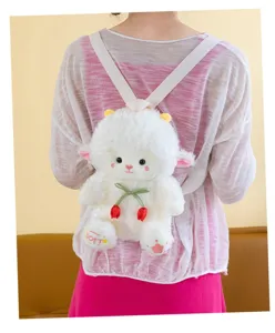 Zaino in peluche agnello carino morbido cartone animato borsa giocattolo regalo di compleanno