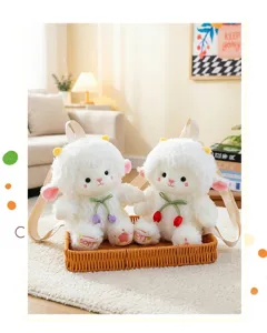 Zaino in peluche di agnello carino per ragazze, borsa morbida di bambola animale, regalo.