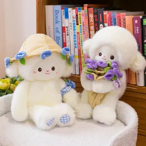Magnetic rose lamb plush toy cute stuffed animal doll for couples gift and home decor