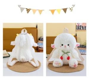 Zaino in peluche agnello carino per ragazze,borsa morbida bambola cartone animato.