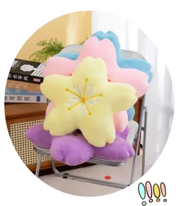 Chic cherry blossom plush pillow, soft flower cushion for home decor, cozy window seat accent.