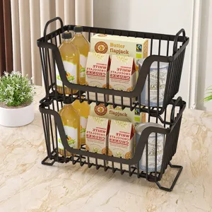 Stapelbarer Metall-Draht-Aufbewahrungskorb, Küchen-Arbeitsplatten-Organizer für Snacks und Obst.