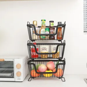 Stapelbarer Metall Aufbewahrungskorb für die Küchenarbeitsplatte, Mehrschichtiges Regal für Obst.