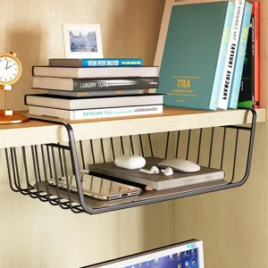 Under shelf storage basket metal wire rack hanging organizer for kitchen cabinet desk office