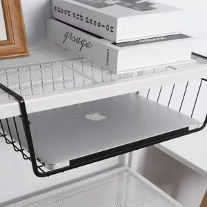 Cestino portaoggetti sotto scaffale in filo metallico supporto appeso organizer scrivania
