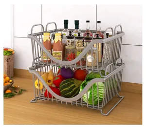 panier de rangement de cuisine en plastique à 2 niveaux organisateur de bureau
