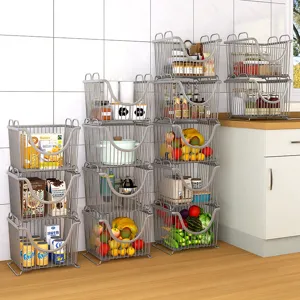 Cuisine panier de rangement métallique empilable étagère multi-couches maison.