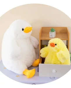 Fluffy cute duck plush toy set, soft stuffed animal doll sleeping pillow for gift.