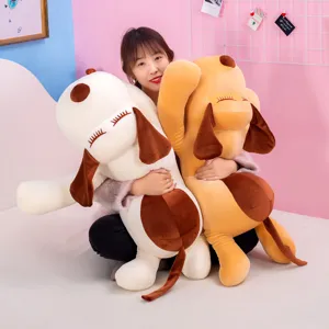 Cute lying dog plush toy soft sleeping pillow cute girl bed doll cute companion gift for kids