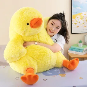 Cute Fluffy Duck Plush Toy Soft Stuffed Animal Doll Big Yellow Duck Hugging Pillow Sleeping Cushion Birthday Gift