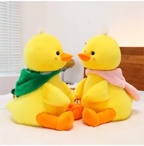 Cute hooded yellow duck plush toys soft stuffed doll pillow birthday gift for kids.