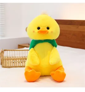 Cute yellow plush duck stuffed animal toy soft hugging pillow cushion for kids and home decor