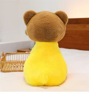 Soft brown and yellow plush toy doll, cute stuffed animal pillow for bedroom decor and gifts.