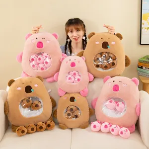 Oreiller en peluche de collation Capybara mignonne poupée avec fenêtre transparente cadeau