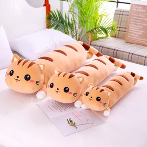 Cute long cat plush toy pillow, soft stuffed animal doll for kids and girls birthday gifts.