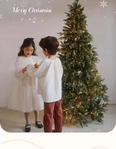 Nordic artificial Christmas tree with warm lights in a cozy festive home setting detail