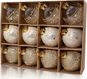 Set de 12 elegantes bolas de Navidad en varias texturas para decoración navideña